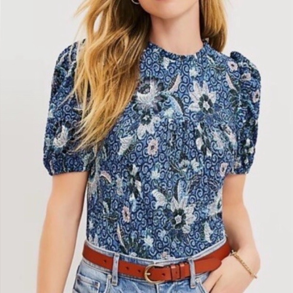 Loft - Floral Blue Top